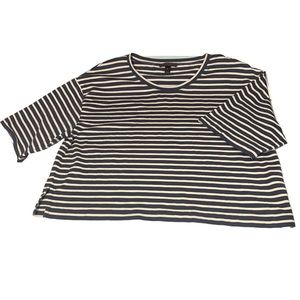 J. Crew Boxy Striped Tee  Navy and White